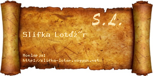 Slifka Lotár névjegykártya